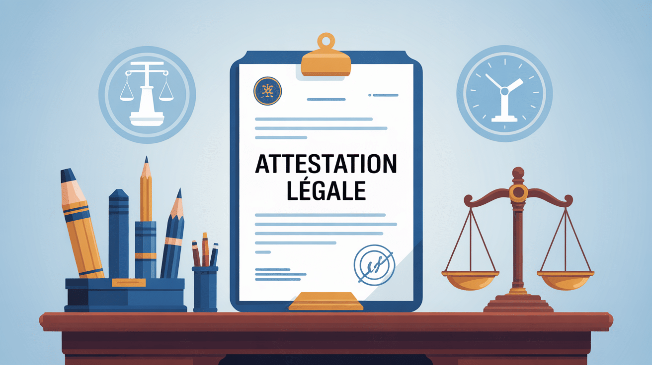 illustration juridique attestation legale sur bureau