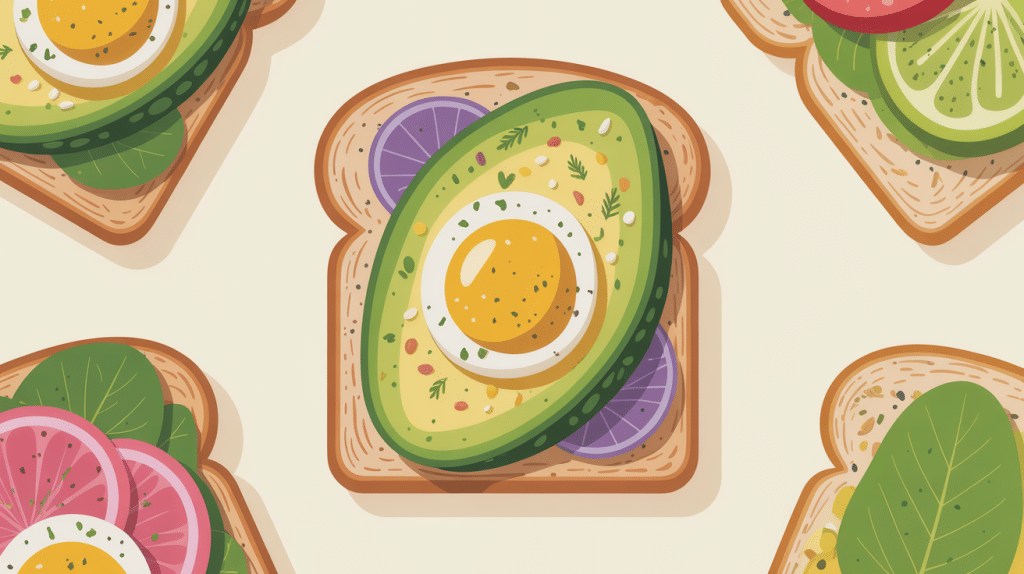 Avocado toast recette illustration vectorielle brunch
