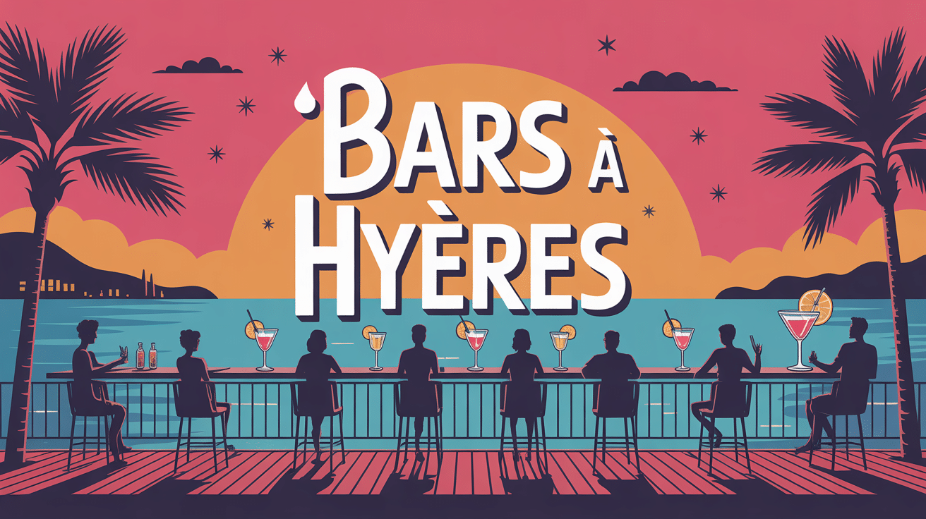Illustration bars Hyères terrasse coucher soleil