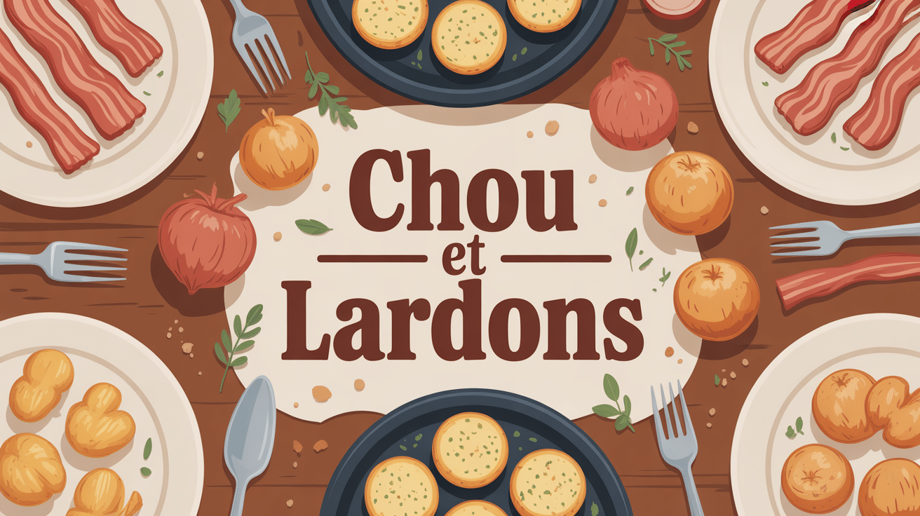 table familiale avec chou et lardons autour d’un plat fumant