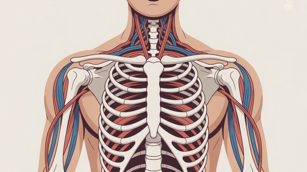 Illustration anatomique clavicule courte asymétrie épaules