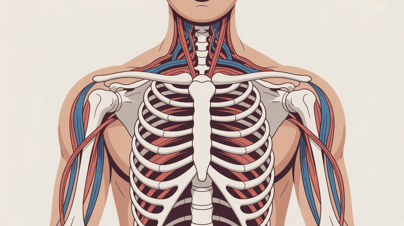 Illustration anatomique clavicule courte asymétrie épaules