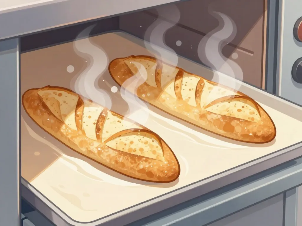 cuisson de baguette dans moule au four avec vapeur