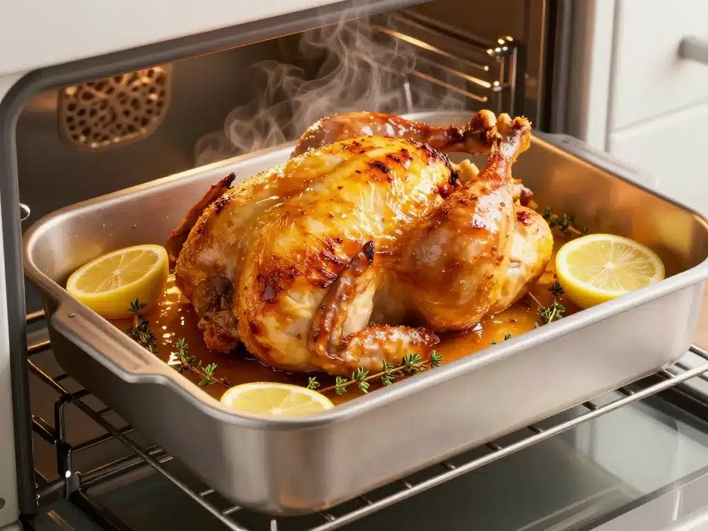 poulet au citron et au thym doré au four