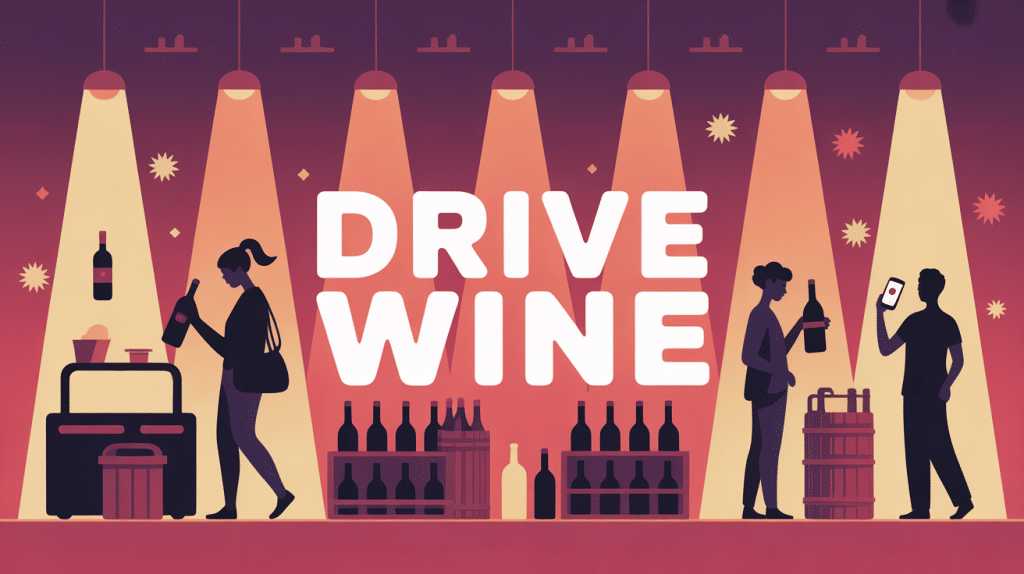 Illustration drive wine France ambiance chaleureuse et retrait vin
