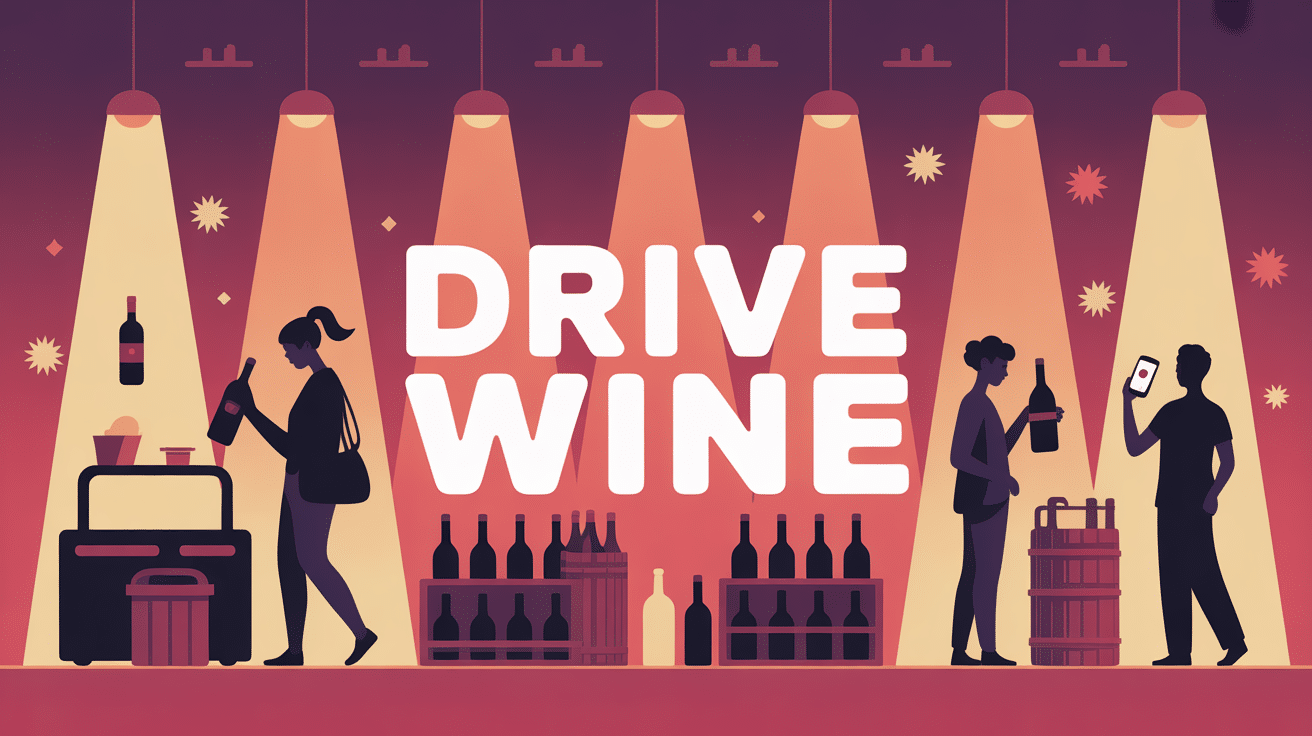 Illustration drive wine France ambiance chaleureuse et retrait vin