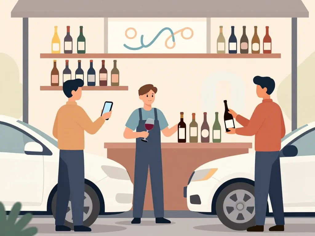 Processus drive wine commande et retrait vin