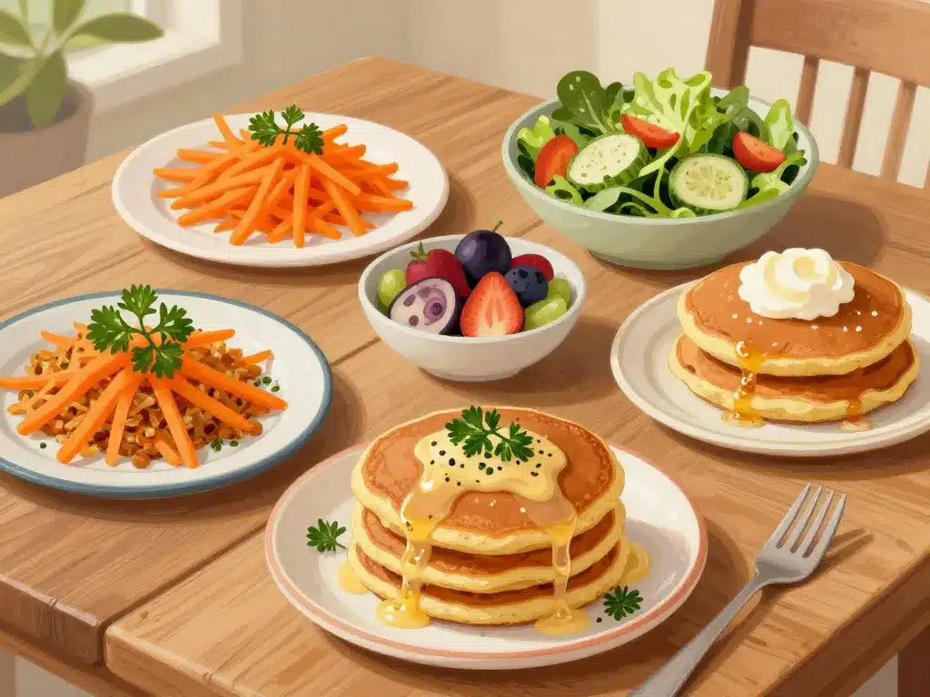 galette flocon davoine salée avec crudités et garnitures