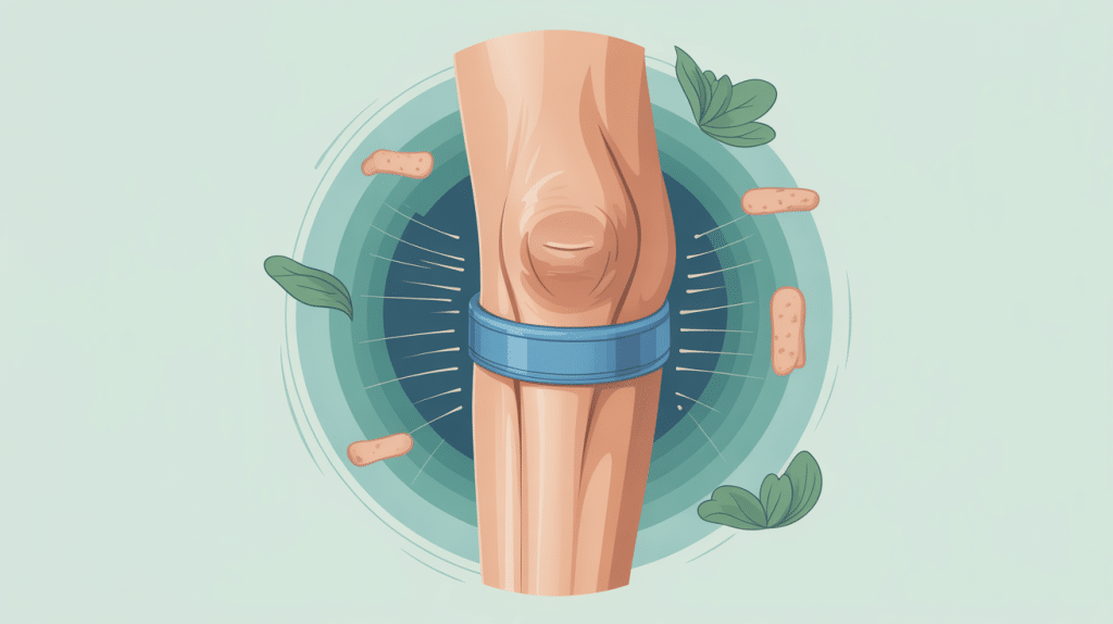 Genoux comme serré dans un étau après opération prothèse stylisé vue coupe