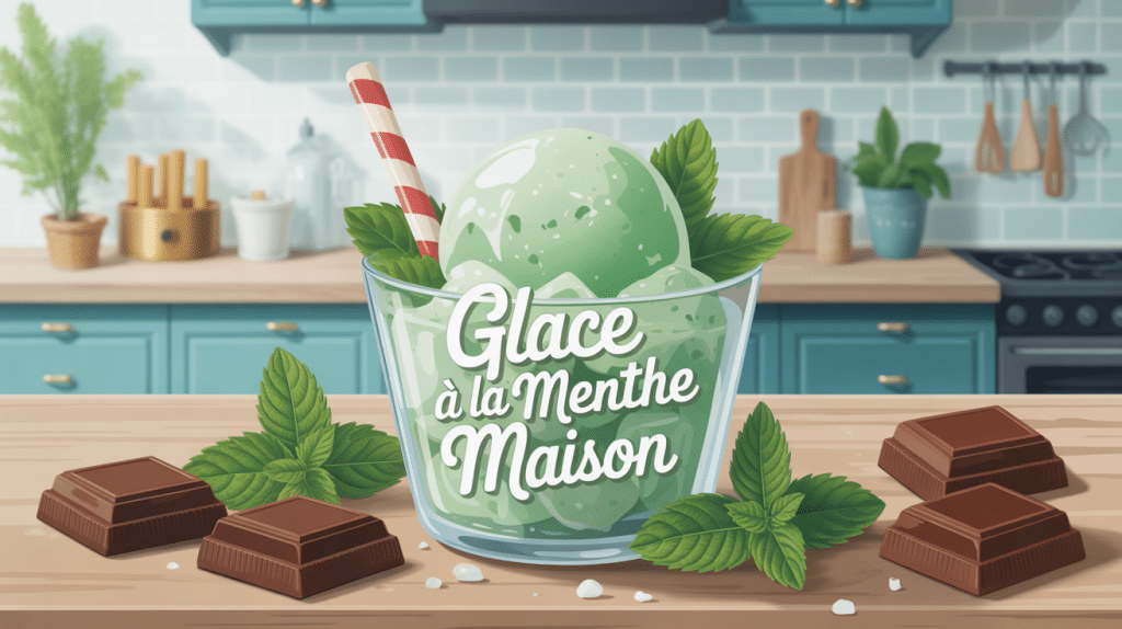 glace à la menthe maison avec copeaux de chocolat