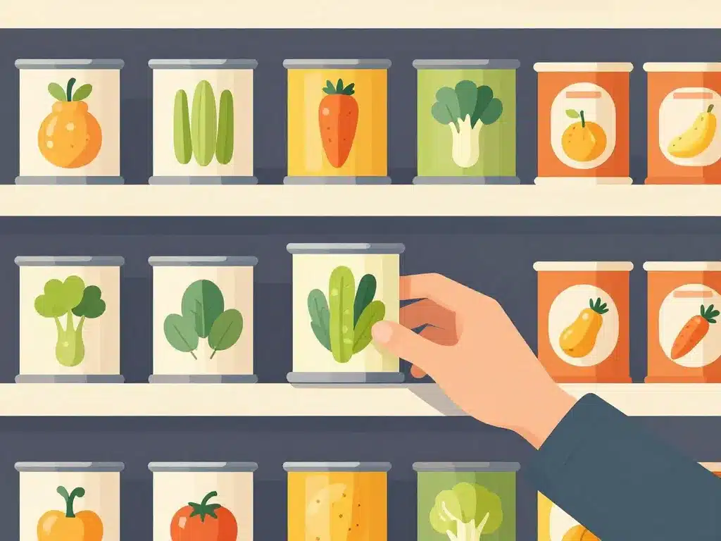 selection legumes en boite de conserve sains en rayon supermarche