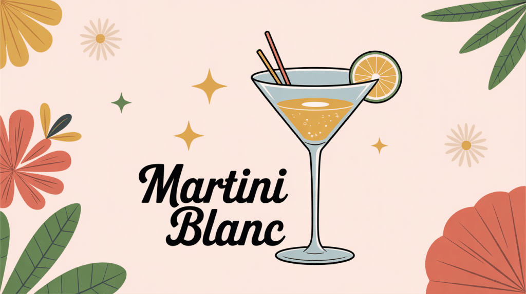 illustration élégante martini blanc bouteille et verre