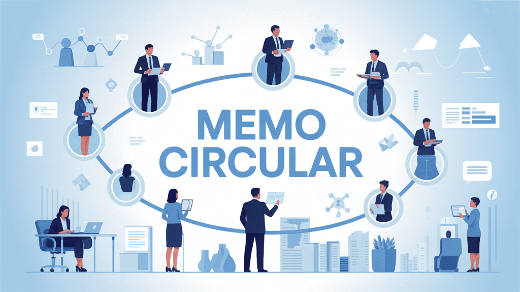 Illustration memo circular diffusion information réseau entreprise