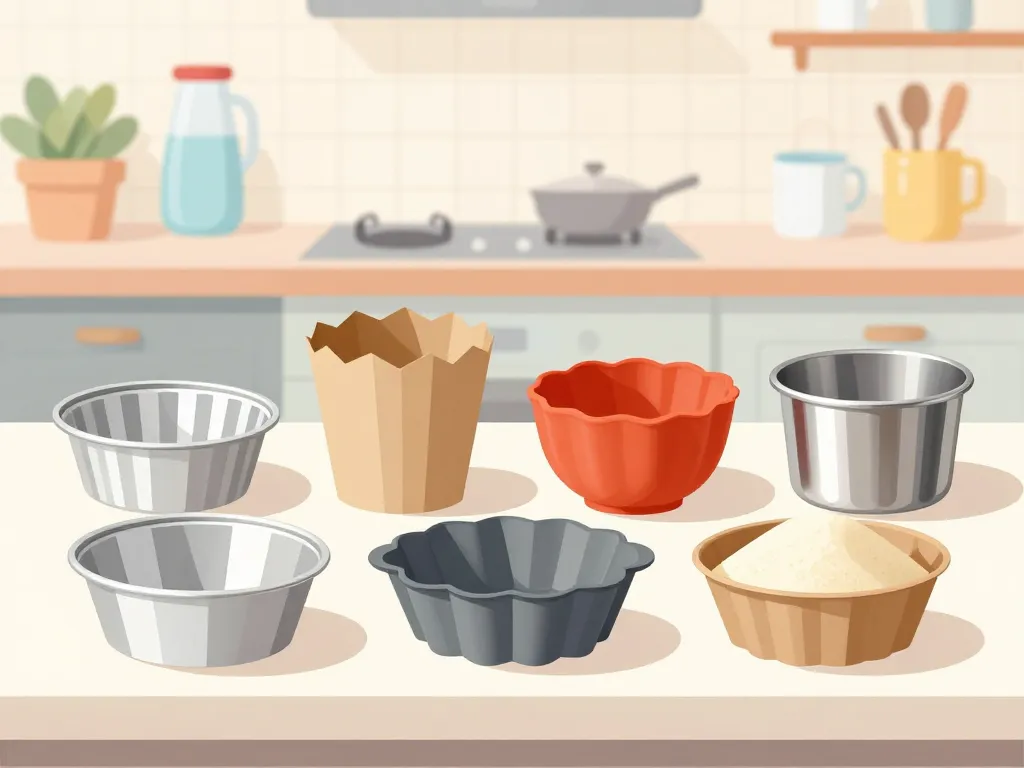 Moule à barquette aluminium carton silicone inox sur plan de travail