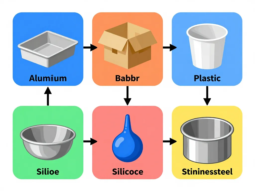 Diagramme moule à barquette aluminium carton plastique silicone inox