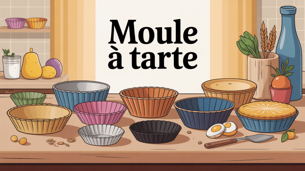 moule a tarte variété matériaux sur table de cuisine