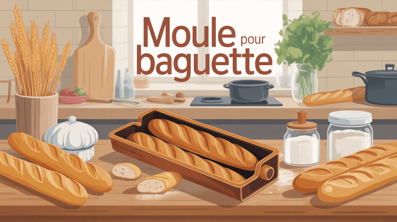 moule pour baguette sur table avec baguettes artisanales