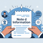 note d'information stylisée sur fond bleu avec icônes