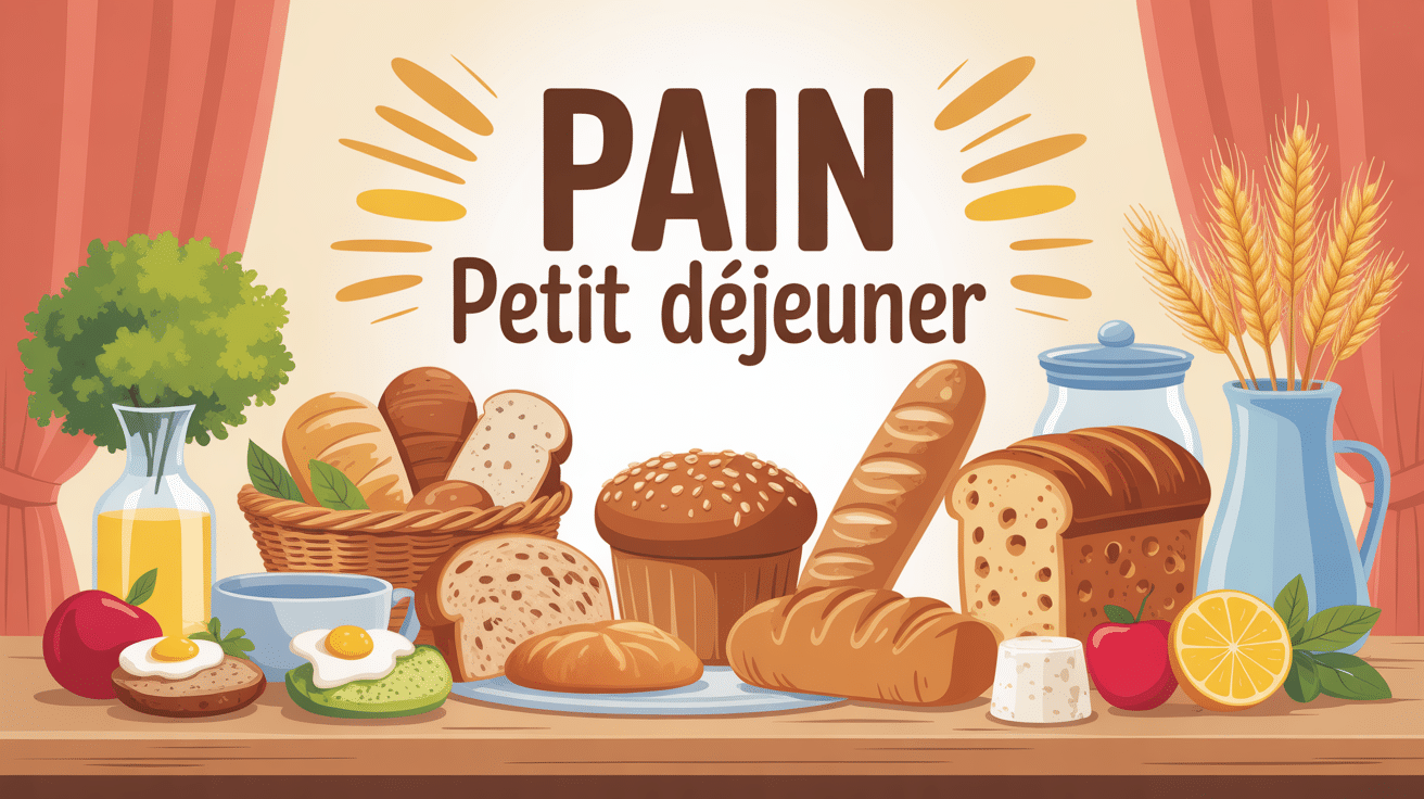 illustration pain pour petit déjeuner équilibré