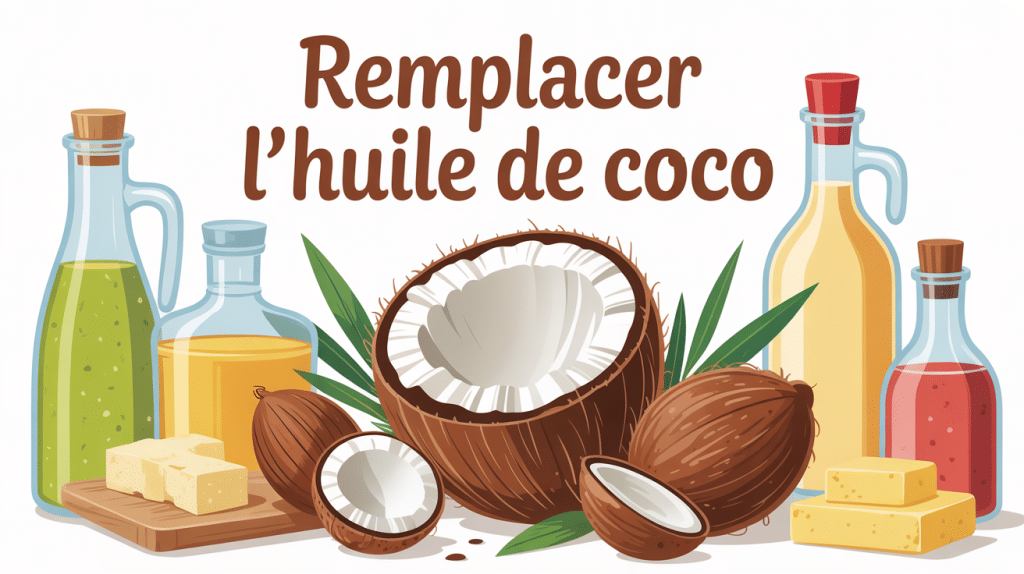 Illustration de par quoi remplacer l huile de coco en cuisine