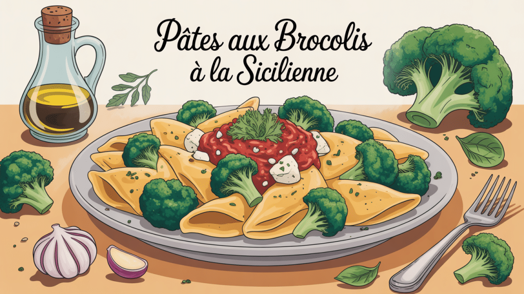 pâtes aux brocolis à la sicilienne assiette méditerranéenne