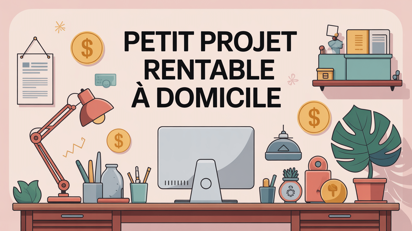 illustration espace travail pour petit projet rentable à domicile