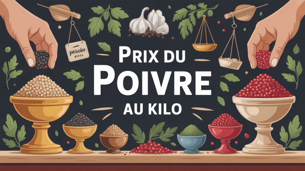 illustration marché poivre France différents types prix poivre au kilo