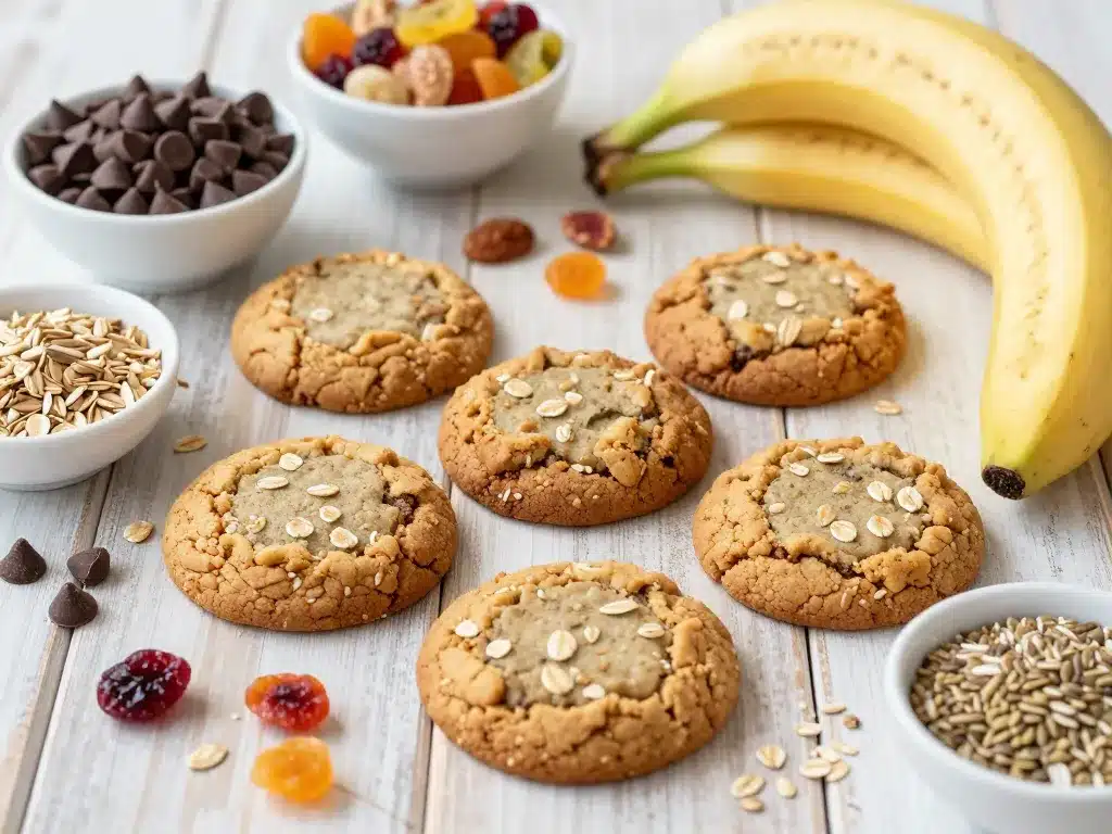 recette cookies flocon d'avoine banane chocolat fruits secs noix