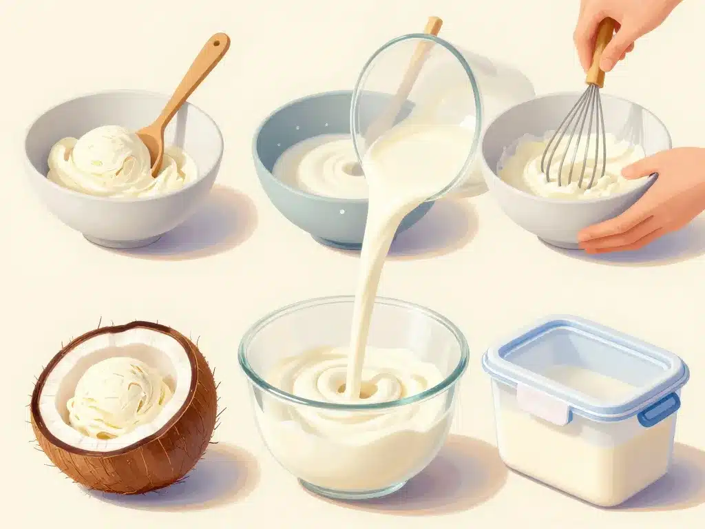 préparation glace noix de coco crémeuse à la maison