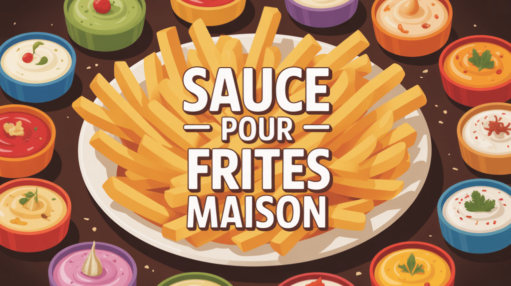 sauce pour frites maison, assiette entourée de ramequins de sauces variées