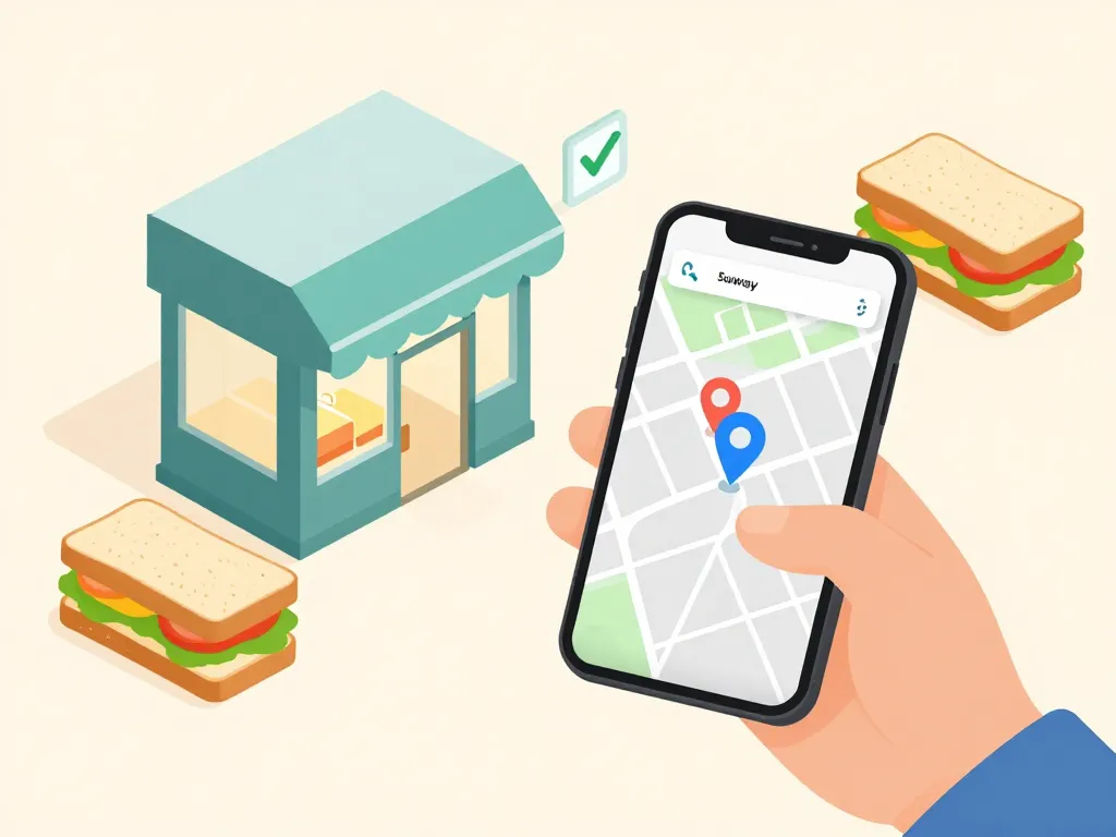 personne vérifie subway halal sur smartphone