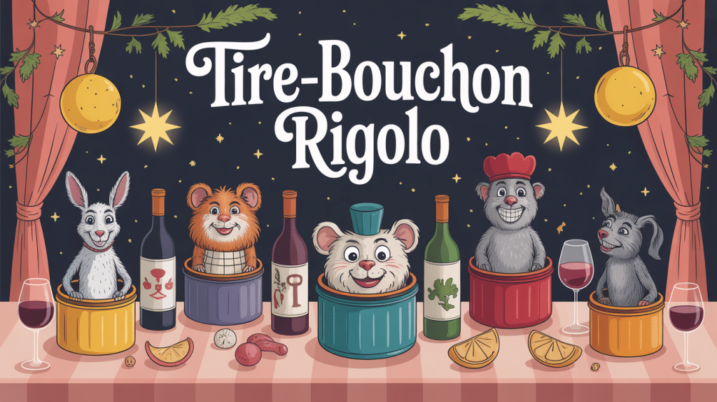 tire bouchon rigolo en illustration ambiance conviviale