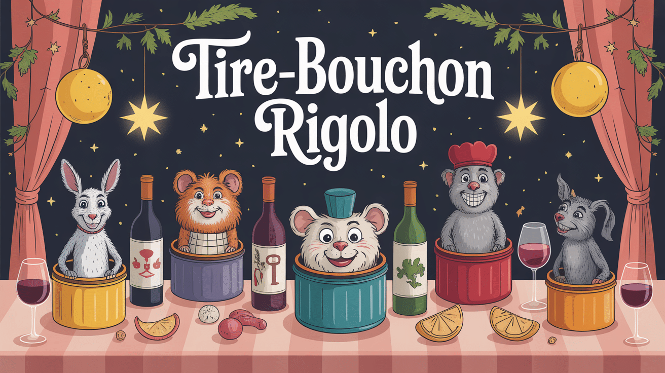 tire bouchon rigolo en illustration ambiance conviviale