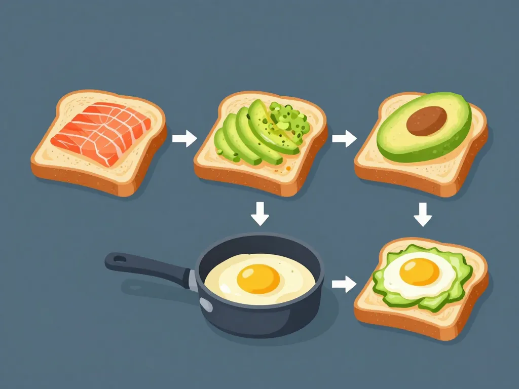 étapes préparation toast saumon avocat oeuf