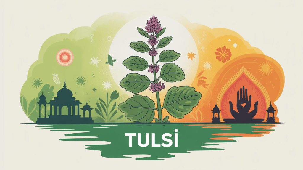 tulsi tulsi plante sacrée illustration ayurvédique