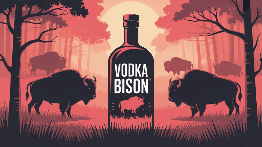 bouteille vodka bison brin herbe bisons forêt