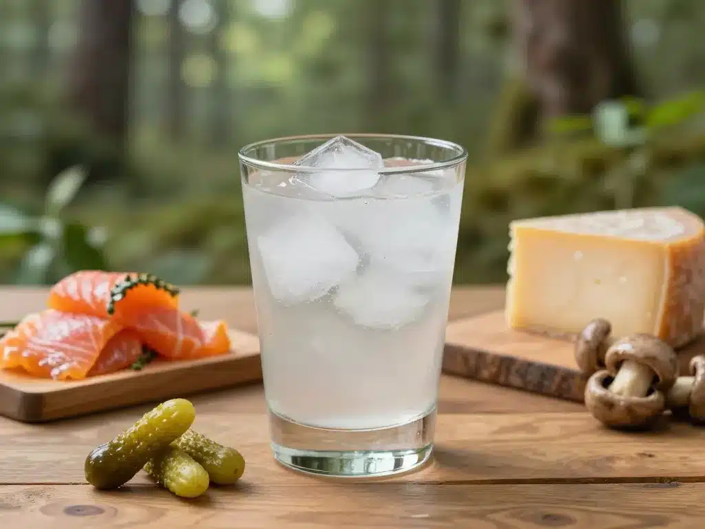 verre vodka bison froid table charcuterie fromage