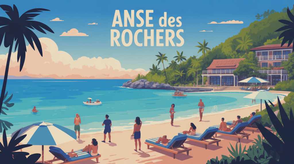 Vue panoramique Anse des Rochers piscine plage Guadeloupe