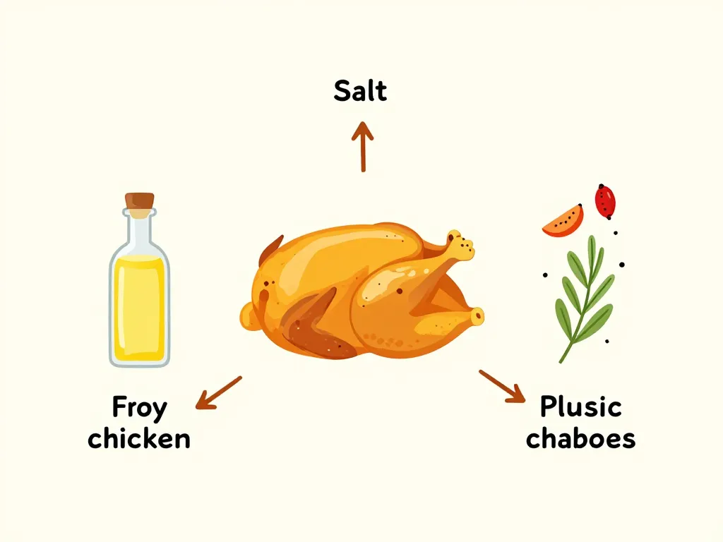 schéma assaisonné poulet sel épices huile