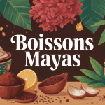 Illustration boisson maya cacao maïs épices style maya