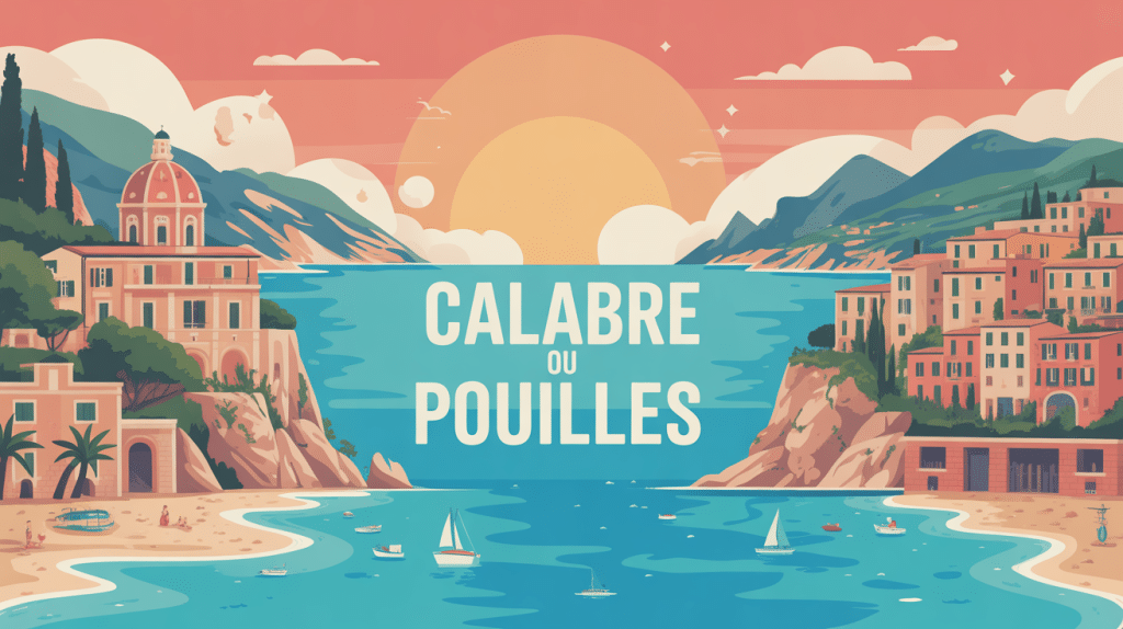 illustration calabre ou pouilles panorama plages villages