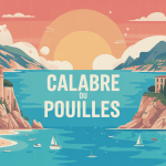 illustration calabre ou pouilles panorama plages villages