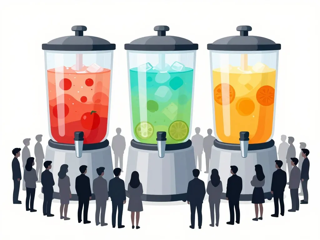 Visuel proportions punch 50 personnes distributeurs et foule