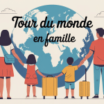 famille tour du monde carte illustration aventure