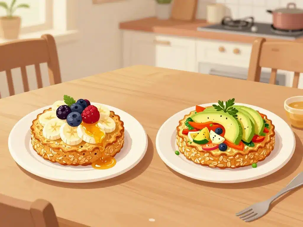 galette au flocon d avoine sucrée et salée sur table