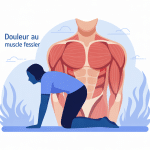muscle du fessier douleur, silhouette en inconfort
