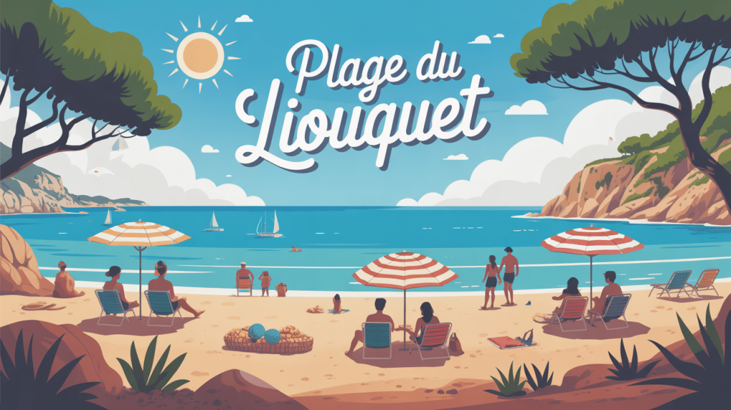 plage du liouquet vue estivale stylisée