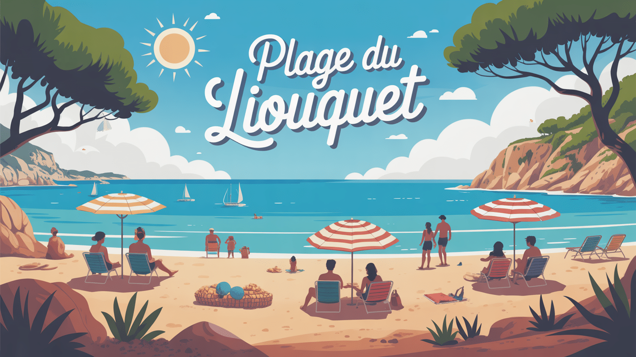plage du liouquet vue estivale stylisée