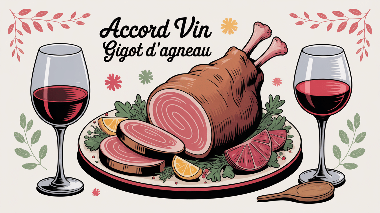 illustration accords vin et gigot d'agneau title
