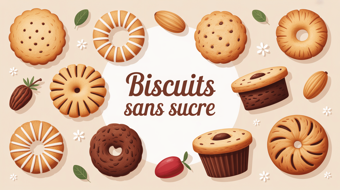 Illustration biscuits maison sans sucre, ambiance saine et plaisir